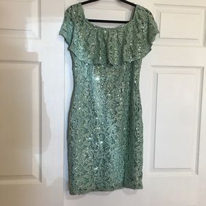 Marina off the shoulder lace dress